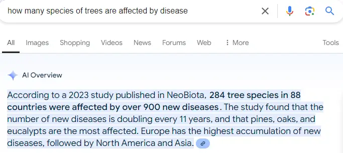 900 new diseases affecting trees